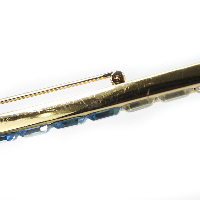 Christian Dior Brooch Metal Gold Clear Gold Hardware Plated Rhinestone Ribbon