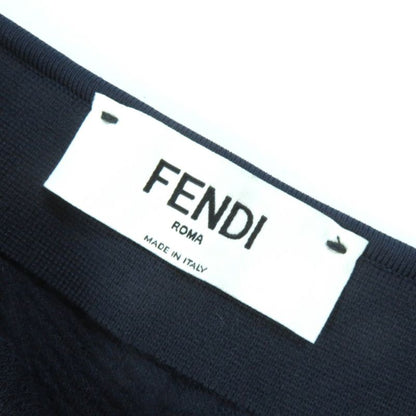 Fendi 2022 Fzq677 FF Logo Chain Knit Long Skirt Navy 40 Genuine
