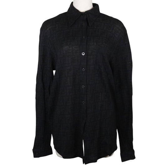 Fendi Zucca Wool Black Women's Long Sleeve Shirt