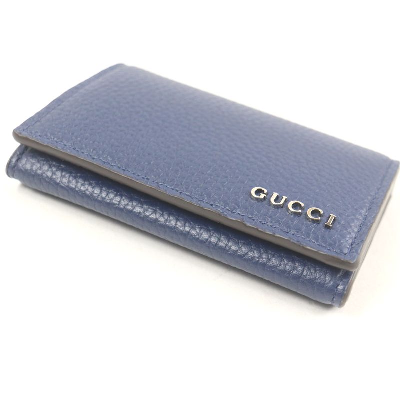 Gucci 771152 Logo Silver Hardware Bifold Leather Card Case Business Card Holder