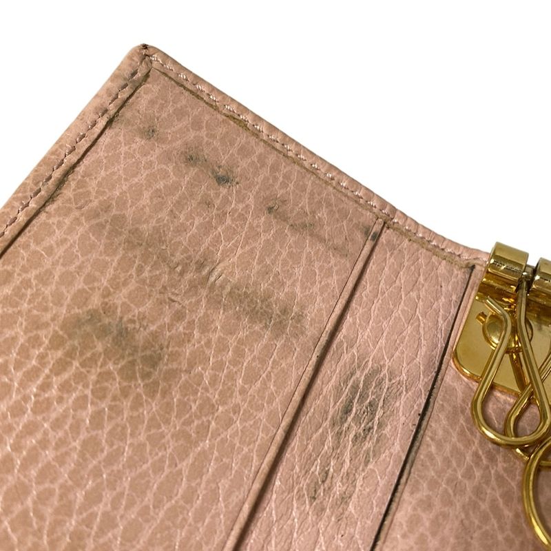Gucci Key Case GG Marmont 456118 Pink Beige 6 Hooks Leather