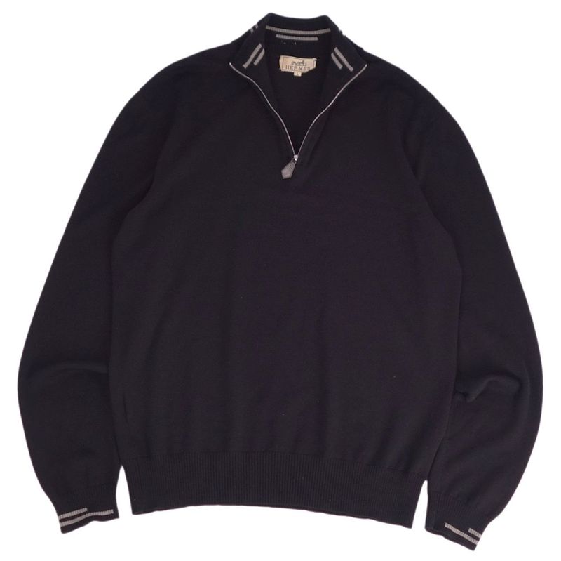 Hermes Knit Half-zip Sweater Long Sleeves Cu