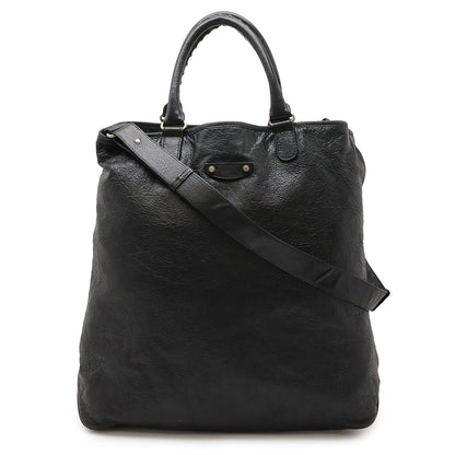 Balenciaga Tote Bag 2WAY Shoulder Bag Leather Black With Silver Hardware 298978