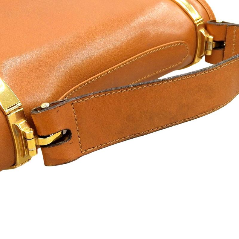 Gucci 60s Vintage Archive Box Calf Leather Shoulder Body Bag Camel Rare Women