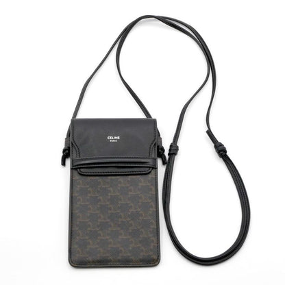 Celine Mobile Smartphone Accessories Leather Canvas Black Triomphe Logo Phone