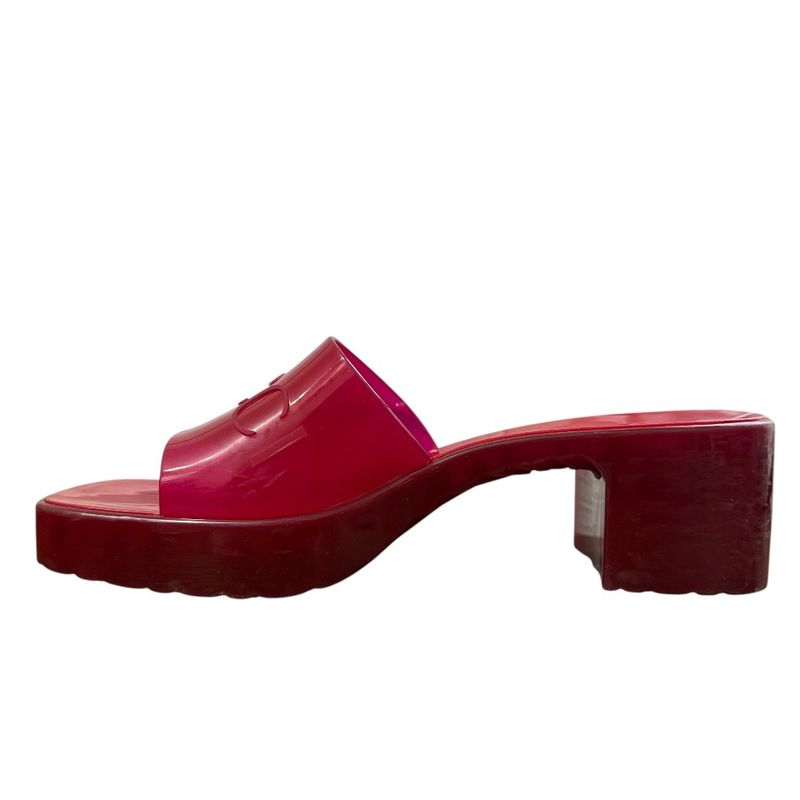 Gucci Rubber Logo Sandals 24.5cm (9.65in) Equivalent Red Women's Used