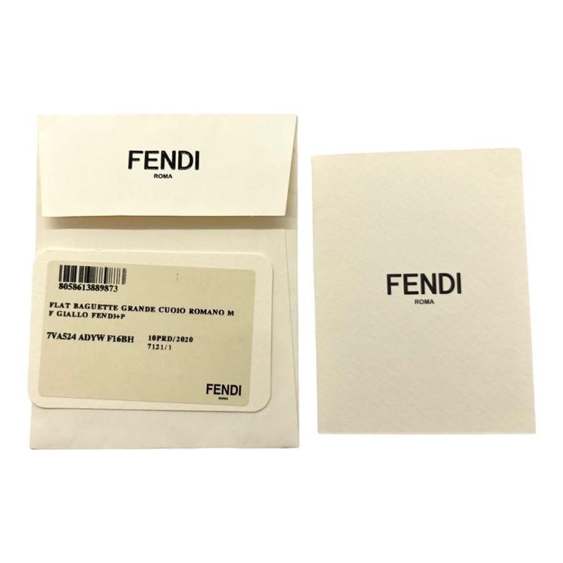 Fendi Shoulder Bag Flat Baguette Medium 7va524 Ff Logo Yellow Silver Hardware