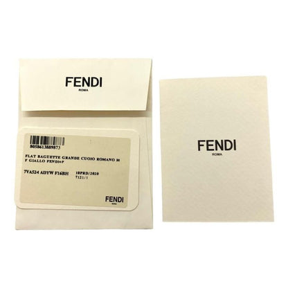 Fendi Shoulder Bag Flat Baguette Medium 7va524 Ff Logo Yellow Silver Hardware
