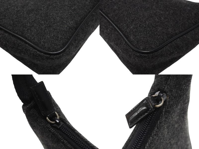 Prada Sports Bag Wool Nylon Charcoal Black Silver — view 7