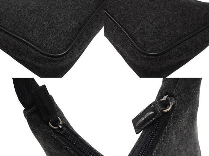 Prada Sports Bag Wool Nylon Charcoal Black Silver — view 7