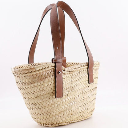 Loewe Basket Bag Small Bag Raffia X Leather Brown Women's Tote Bag