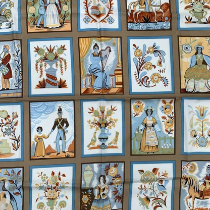 Hermes Carre 90 Imagerie Popular Prints Beige Scarf Silk