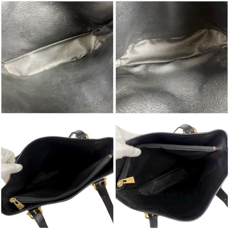 Celine Bucket Shape Tote Bag Shoulder Bag Black Macadam Pattern Pvcleather