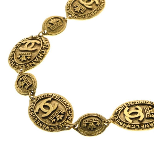 Chanel Vintage Coco Mark Coin Motif Pendant Necklace Gold