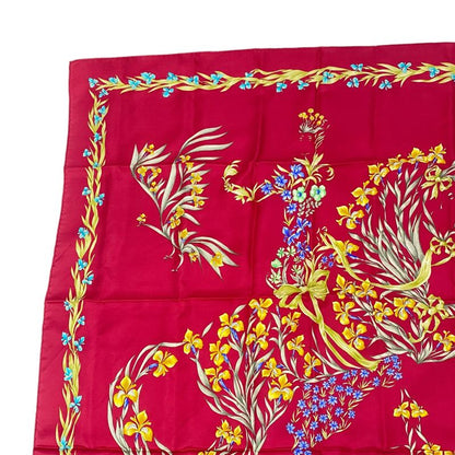 Hermes Carre 90 Scarf Silk Hd'origny Blooming Horse Red