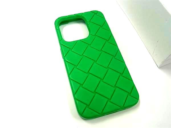 Bottega Veneta Intrecciato Rubber Iphone 14pro Phone Case In Green Fb7959