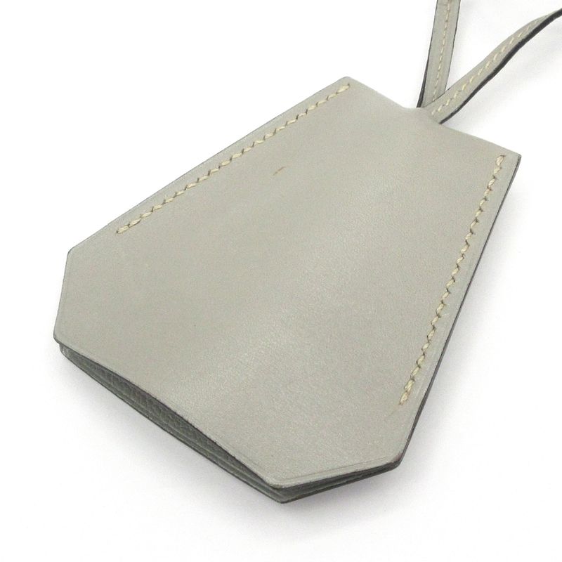 Hermes Necklace Clochette Leather Light Gray