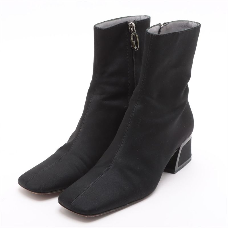 Gucci Satin And Leather Short Boots Women's 36 C 104 0252 Black Made In Italy