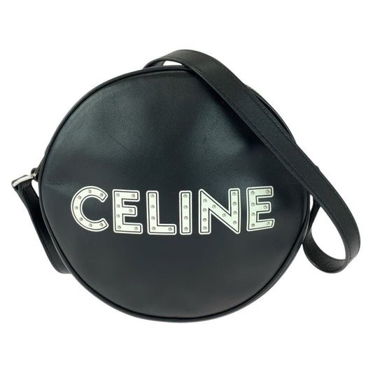 Celine Dancing Kid Logo Studded Black White Silver Hardware Leather 195883ddj38s
