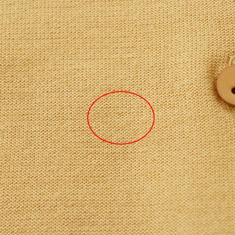 Hermes 100% Wool Lamb Leather Trim Short Sleeve Knit Cardigan Top Yellowish 36