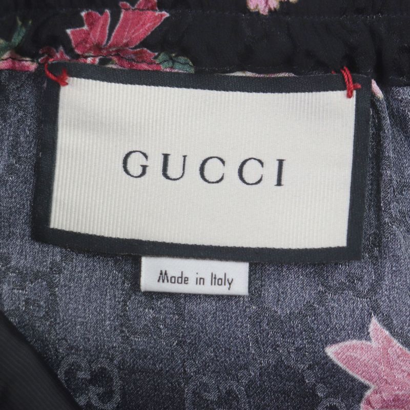 Gucci 624399 100% Silk GG Pattern Floral Shorts Black Pink 44 Made In Italy
