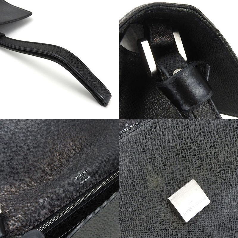 Louis Vuitton Second Bag Clutch Selenga M30782 Taiga Leather Ardoise Black