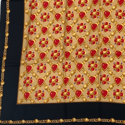 YVES Saint Laurent Yves Saint Laurent Scarf Heart Chain Pattern 100% Silk