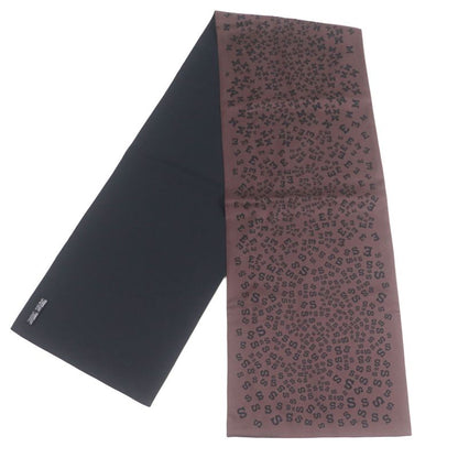 Hermes 100% Silk Logo All Over Reversible Scarf Scarf Brown Black With Box
