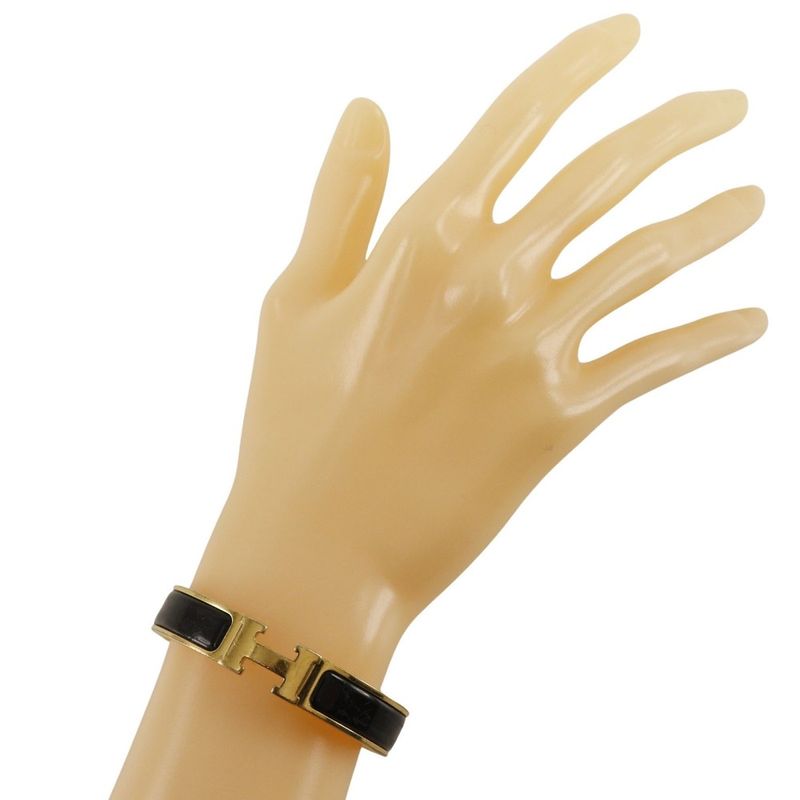 Hermes Click H Gold Plated Black Ladies 34.3g Bangle