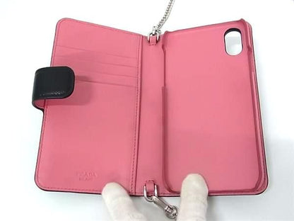 Prada Maria Saffiano Leather Iphone X/XS Phone Case In Black Bj6599