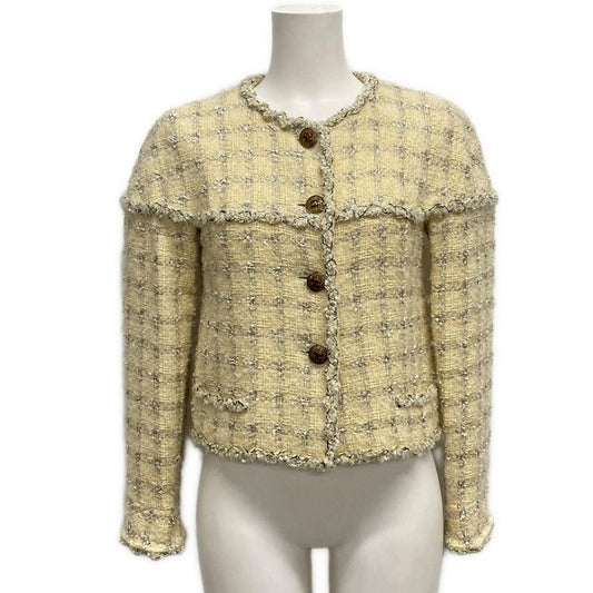 Chanel Jacket Size 36 S Women - P41853 Ivory X Black X White Wool