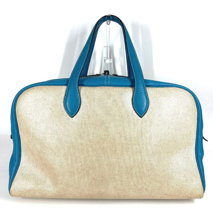 Hermes Boston Bag Victoria 43 Victoria 43 Toile Ash Blue Jean Blue