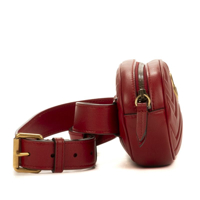 Gucci Marmont Belt Bag Red Calfskin Leather A