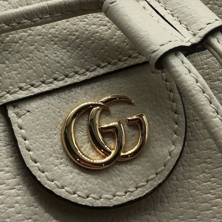 Gucci Leather Small Bucket Ophidia Gghardware 2-Way Bag White