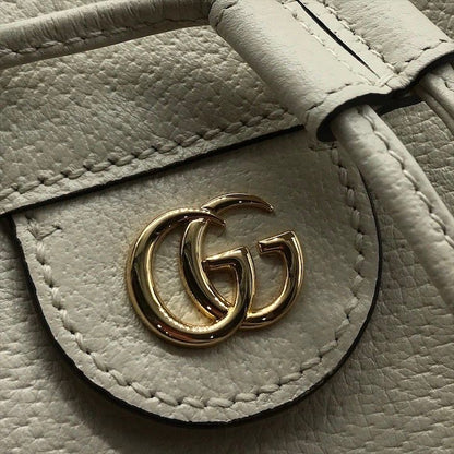 Gucci Leather Small Bucket Ophidia Gghardware 2-Way Bag White