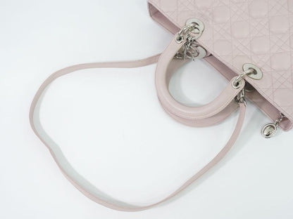 Authentic Christian DIOR Lady Dior Cannage 2WAY Shoulder Bag Handbag Leather