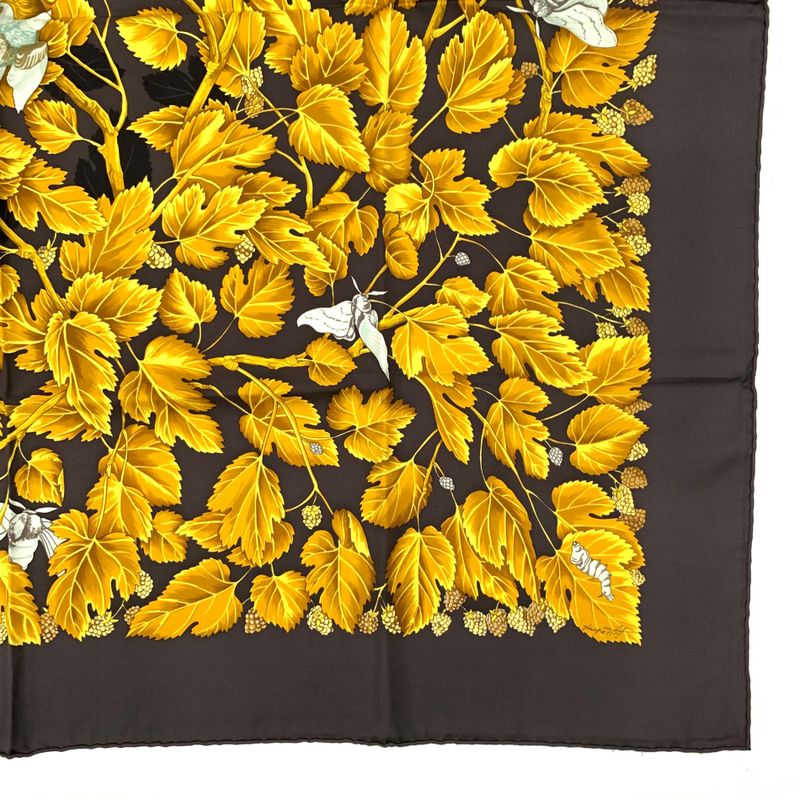 Hermes Carre 90 L'arbre De Soie Silk Tree Mulberry Tree And Silkworm Scarf