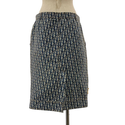 Christian DIOR | Total Pattern Oblique Jacquard Logo Button Back Slit Skirt |