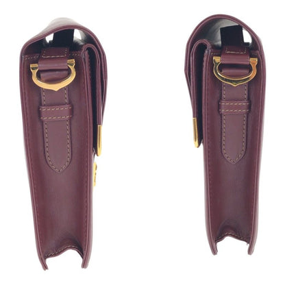 Cartier Must Line Wine Red Bordeaux Gold Hardware Leather Shoulder Bag Pochette