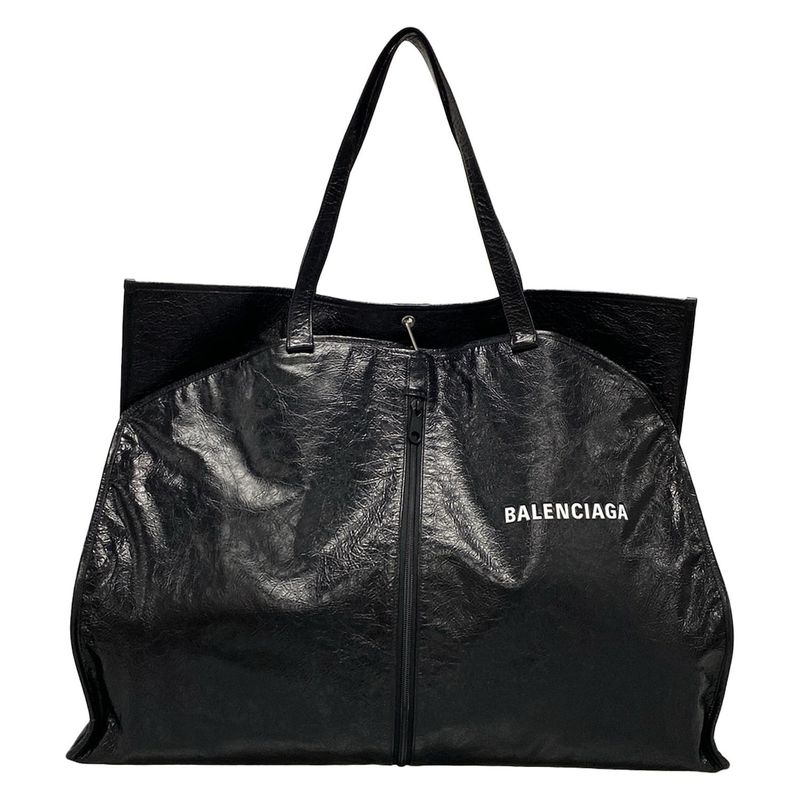 Balenciaga Tote Bag Shopper Garment Tote Bag 811607 Black Crinkled Lambskin
