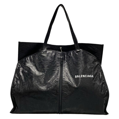 Balenciaga Tote Bag Shopper Garment Tote Bag 811607 Black Crinkled Lambskin