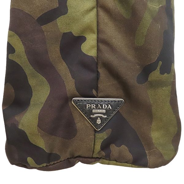 Prada 2way Bag Camouflage Reversible Triangle Logo Nylon Khaki X Black Silver