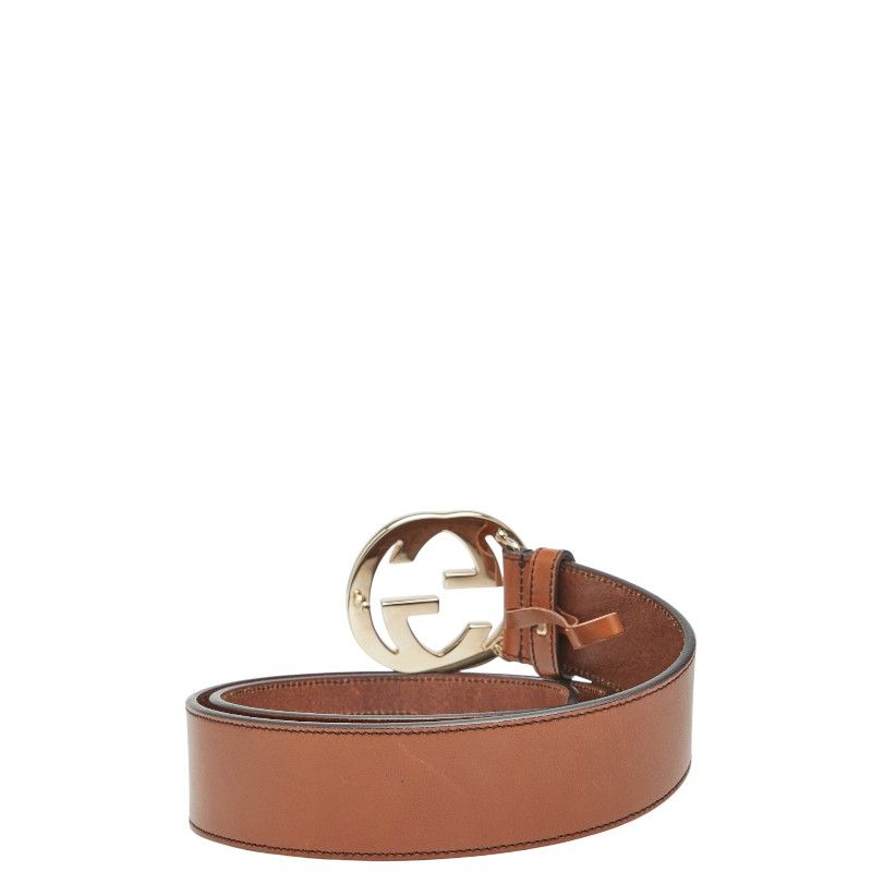 Gucci Interlocking G Belt Size: 85 34 114876 Brown Leather Women's Gucci