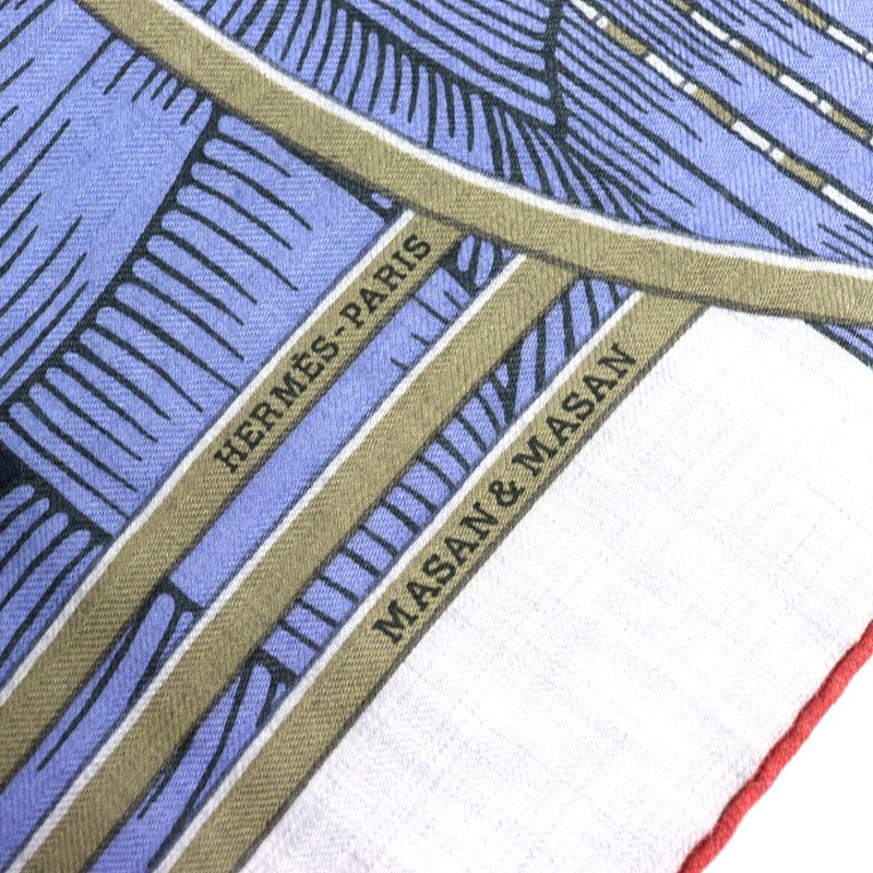 Hermes Triangle Jean Massin & Massin Cashmere Silk Blue Lavande / Miel / Gris