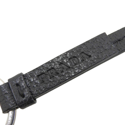 Prada Current Logo Signature Logo Silver Hook Leather Cord Key Ring Holder