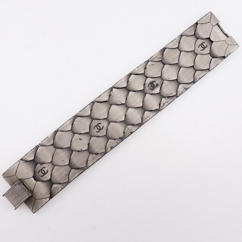 Chanel Coco Mark Metal Silver 98A Ladies 106g Bracelet