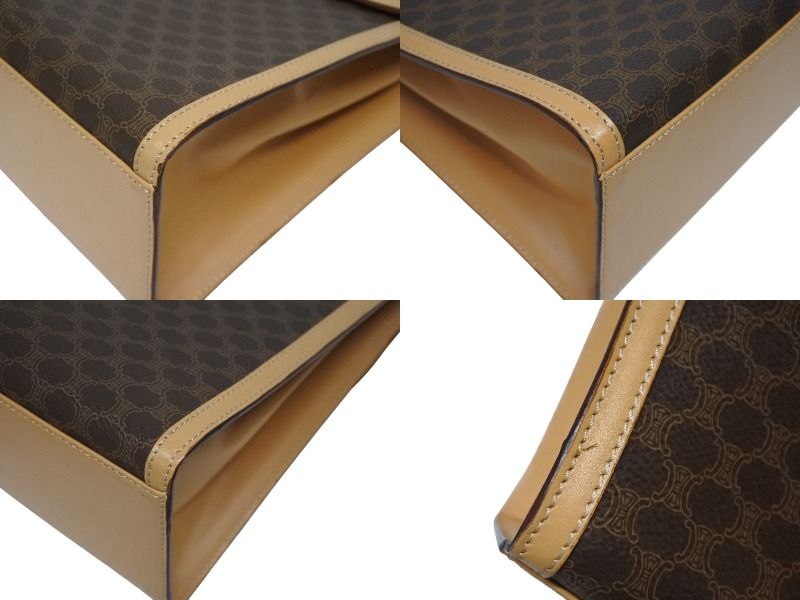 Celine 2-Way Shoulder Bag M 13 Macadam Pattern Leather Brown Gold — view 6