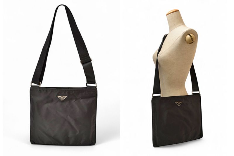 Prada Shoulder Bag Body Bag Prada Tessuto Black Men Women