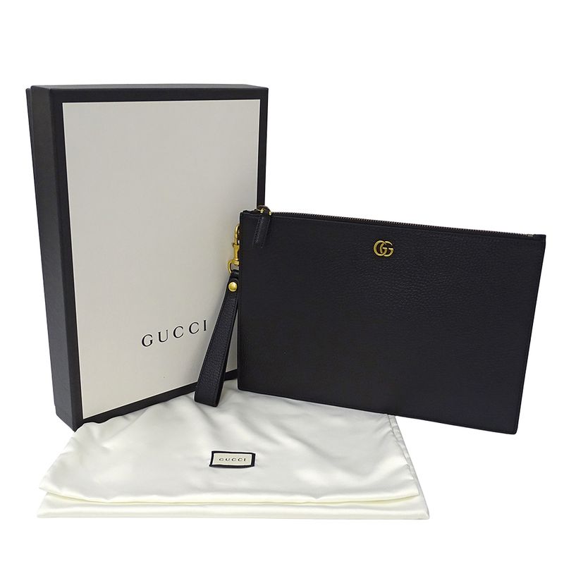 Gucci Bag Men's Brand Clutch Bag Second Bag GG Marmont Leather Black 475317