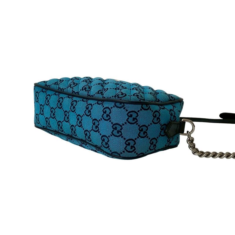 Gucci GG Marmont Canvas Leather Chain Shoulder Bag Pochette